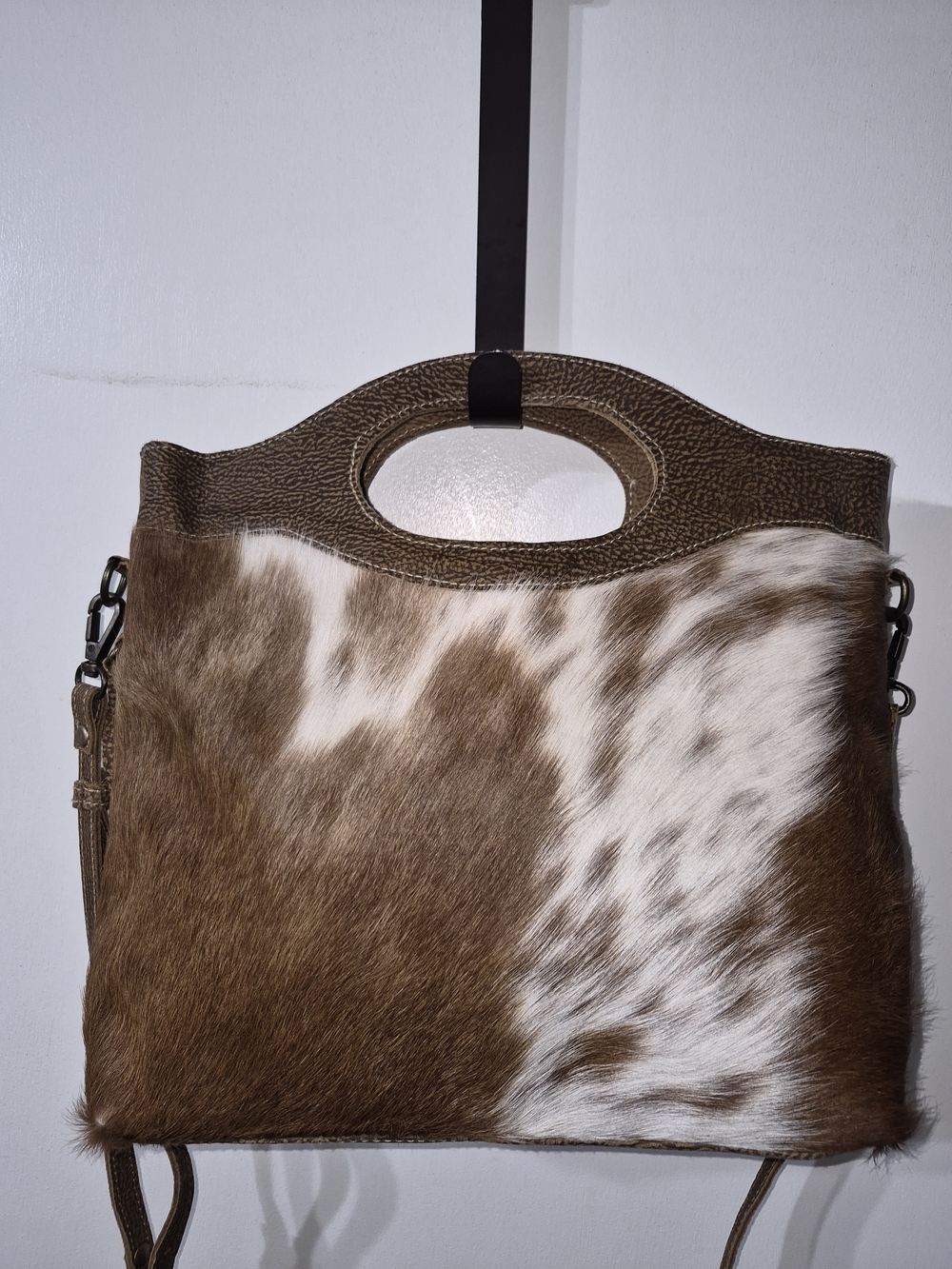 Myra Bag Brown and White Cowhide Shoulder Bag